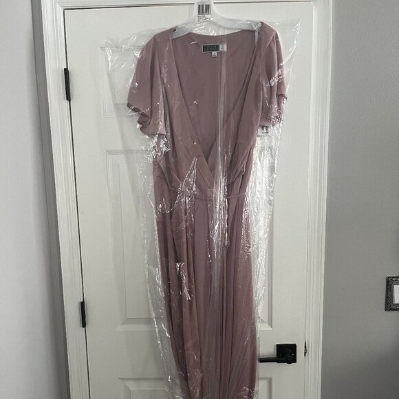 David's Bridal Flutter Sleeve Wrap Dress / Bridesmaid / Quartz / Size 14 - NWT - Picture 4 of 10